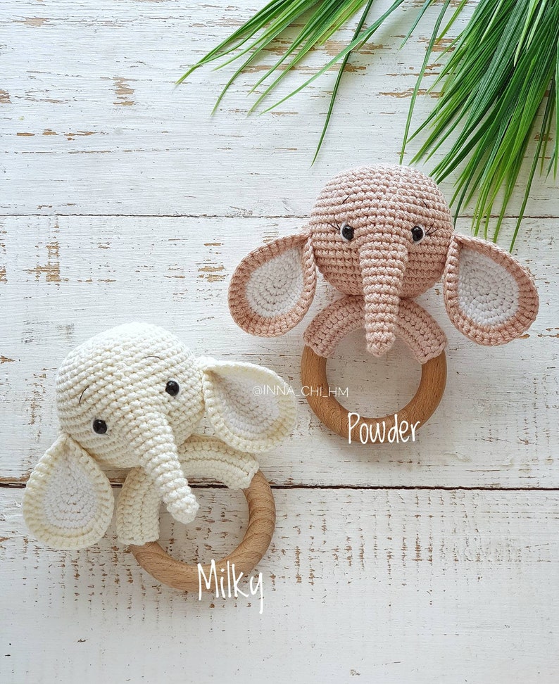 Elephant rattle cotton rattle Safari baby rattle Elephant Etsy
