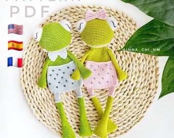 PATTERN ONLY: Frog Lovey | Frog Baby Security Blanket | Frog Lovey crochet toy | Diy crochet frog snuggler | PDF in English, Spanish, French