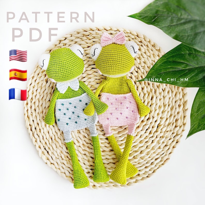 SOLO PATRÓN: Frog Lovey / Frog Baby Security Blanket / Frog Lovey crochet toy / Diy crochet ranita acurrucadora / PDF en inglés, español, francés imagen 1