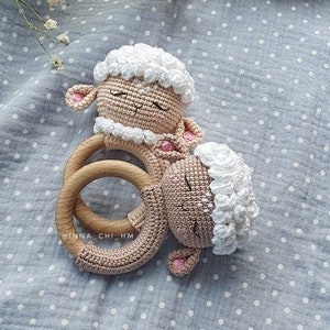 CROCHET PATTERN Lamb baby rattle PDF English Pattern Handmade baby shower gift Pregnancy gift Crochet Baby Toy image 10