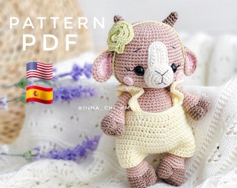 PATTERN ONLY: Lola the Goat | Goat amigurumi toy | Diy domestic animal | Easy To Follow PDF Pattern in English, Spanish