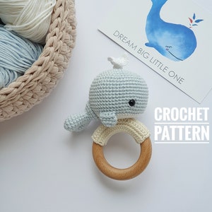 PATTERN ONLY: Whale baby rattle Whale shower gift Crochet Blue Whale Toy PDF Tutorial in English, Spanish, French zdjęcie 9