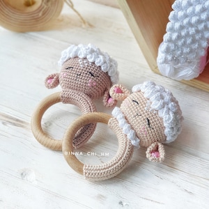 CROCHET PATTERN Lamb baby rattle PDF English Pattern Handmade baby shower gift Pregnancy gift Crochet Baby Toy image 2