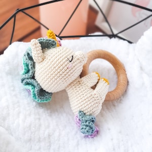 PATTERN ONLY: Unicorn baby rattle Unicorn amigurumi toy Unicorn toy tutorial PDF Crochet Pattern in English, Spanish, French zdjęcie 10