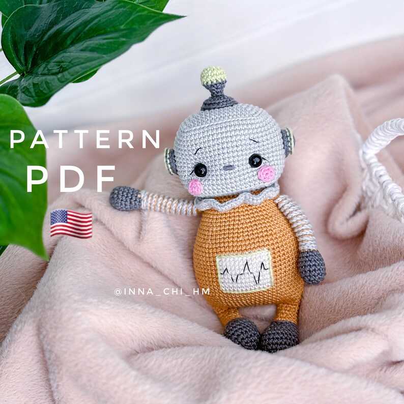 PATTERN ONLY: Oscar the Robot Robot amigurumi toy Crochet Robot Easy To Follow PDF Pattern in English image 1
