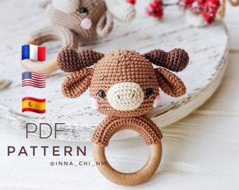 Crochet Moose Rattle Pattern: Amigurumi Toy Tutorial (PDF)