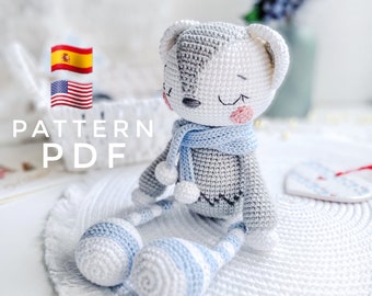 PATTERN ONLY: Polar bear crochet toy | Amigurumi bear | Polar bear tutorial | Pdf Crochet Pattern in English (US terms), Spanish