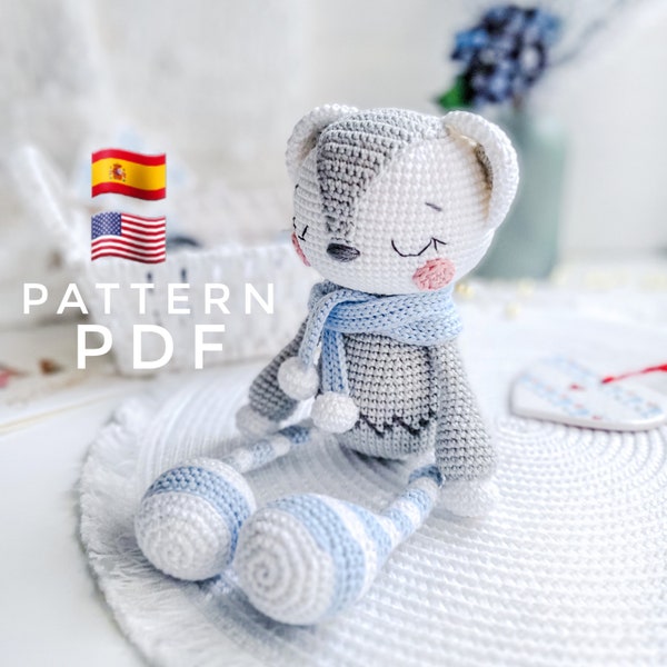 PATTERN ONLY: Polar bear crochet toy | Amigurumi bear | Polar bear tutorial | Pdf Crochet Pattern in English (US terms), Spanish