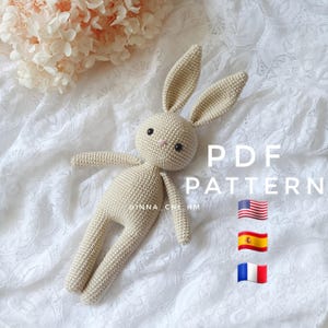 PATTERN ONLY: Bunny Toy | Crochet amigurumi toy | Rabbit Stuffed Toy | PDF Crochet Pattern in English, Spanish, French