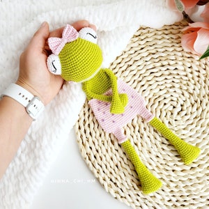 SOLO PATRÓN: Frog Lovey / Frog Baby Security Blanket / Frog Lovey crochet toy / Diy crochet ranita acurrucadora / PDF en inglés, español, francés imagen 6