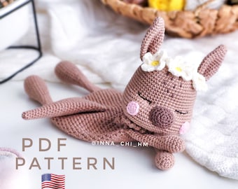 SOLO PATRÓN: Kangaroo Lovey / Kangaroo Baby Security Blanket / Diy crochet Kangaroo snuggler / PDF en inglés