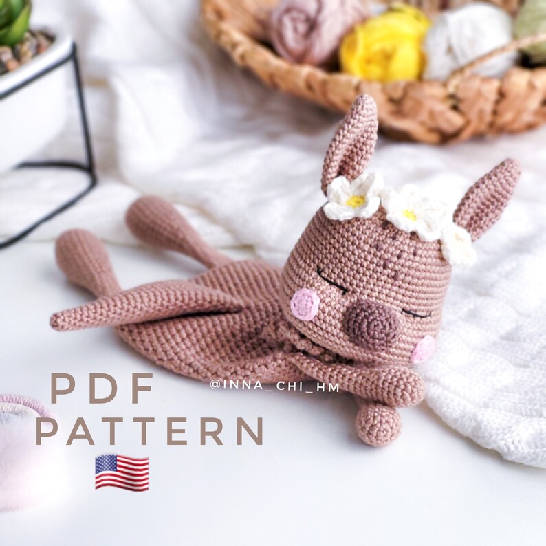 PATTERN ONLY: Kangaroo Lovey Kangaroo Baby Security Blanket Diy crochet Kangaroo snuggler PDF in English image 1