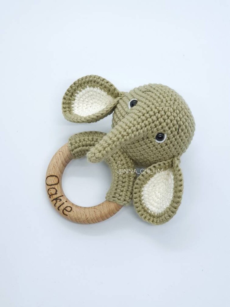 Elephant rattle cotton rattle Safari baby rattle Elephant Etsy