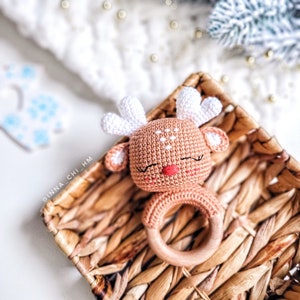 PATTERN ONLY: Reindeer Baby Rattle | Deer Amigurumi Toy | Deer Toy ...