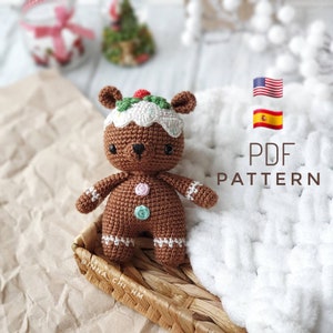 Crochet Gingerbread Bear Pattern: Christmas Ornament (PDF Pattern)