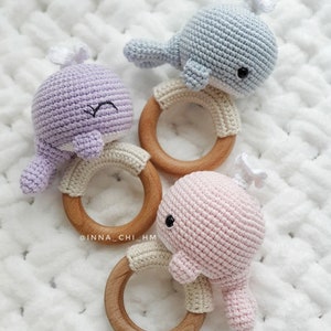 PATTERN ONLY: Whale baby rattle Whale shower gift Crochet Blue Whale Toy PDF Tutorial in English, Spanish, French image 6