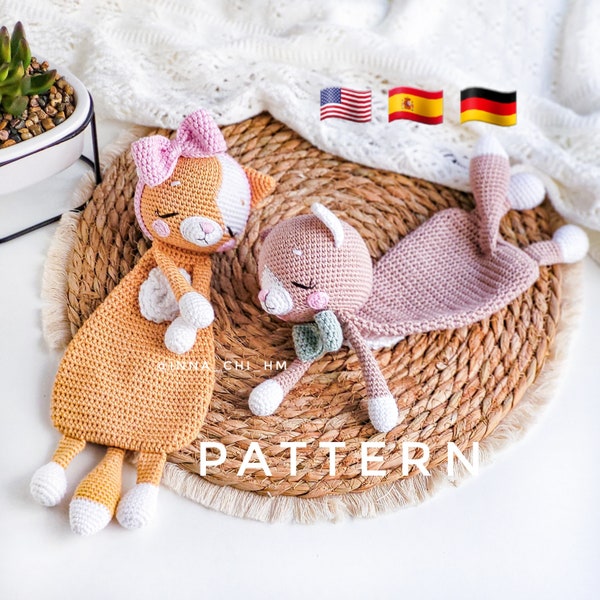 PATTERN ONLY: Kitten Snuggler | Kitten Baby Security Blanket | Diy crochet Cat Comforter | PDF in English, Spanish, German