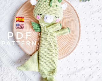 SOLO PATRÓN: Dragon Lovey / Dragon Baby Security Blanket / Diy crochet amigurumi toy / PDF en inglés, español