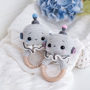 PATTERN ONLY: Robot baby rattle Robot amigurumi toy Diy Robot gift for kid Easy To Follow PDF Pattern in English, Spanish zdjęcie 3
