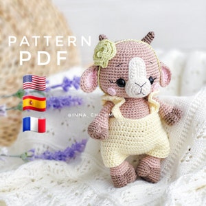 PATTERN ONLY: Goat | Cute Goat amigurumi toy | Diy domestic animal | Easy To Follow PDF Pattern in English, Spanish, French