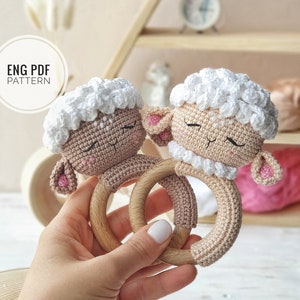 CROCHET PATTERN Lamb baby rattle PDF English Pattern Handmade baby shower gift Pregnancy gift Crochet Baby Toy image 9