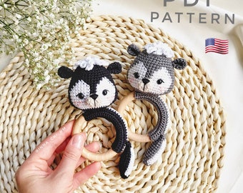 PATTERN ONLY: Skunk baby rattle | Skunk amigurumi toy | Skunk toy tutorial | Skunk PDF Crochet Pattern in English