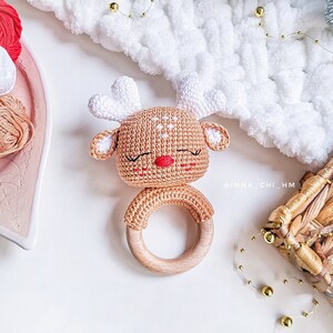 PATTERN ONLY: Reindeer Baby Rattle | Deer Amigurumi Toy | Deer Toy ...