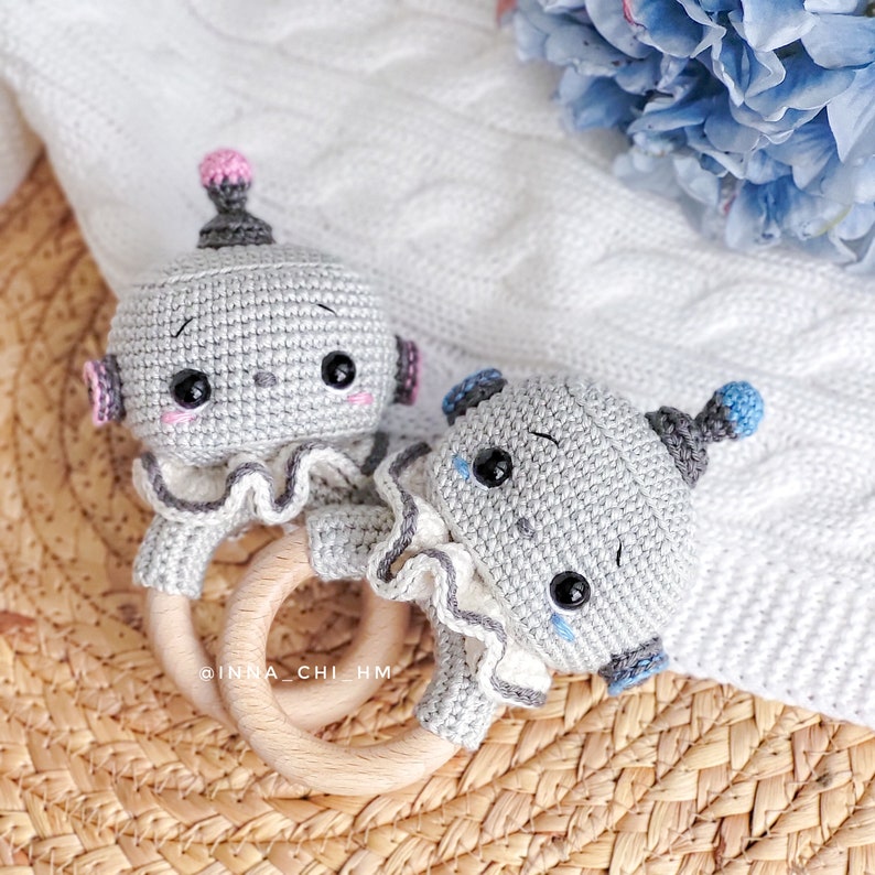 PATTERN ONLY: Robot baby rattle Robot amigurumi toy Diy Robot gift for kid Easy To Follow PDF Pattern in English, Spanish zdjęcie 10