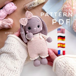 PATTERN ONLY: Cute Bunny | Crochet Bunny amigurumi toy | Diy Rabbit toy | Easy To Follow PDF Pattern in English, Spanish, German, French