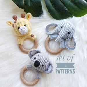 Set of 3 patterns ELEPHANT, GIRAFFE and KOALA Crochet Safari Animal Patterns Amigurumi Toys Easy to follow Pdf Patterns image 8