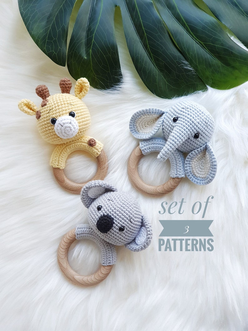 Set of 3 patterns ELEPHANT, GIRAFFE and KOALA Crochet Safari Animal Patterns Amigurumi Toys Easy to follow Pdf Patterns image 8