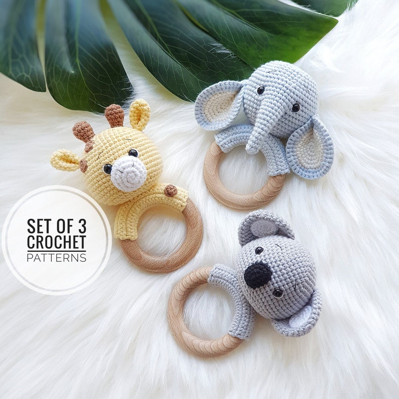 Set of 3 patterns ELEPHANT, GIRAFFE and KOALA Crochet Safari Animal Patterns Amigurumi Toys Easy to follow Pdf Patterns image 3