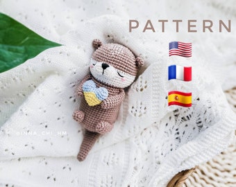 Otter Crochet Pattern: Amigurumi Toy Tutorial (English, Spanish, French)
