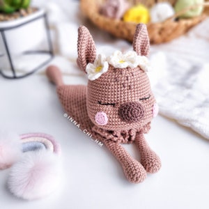 PATTERN ONLY: Kangaroo Lovey Kangaroo Baby Security Blanket Diy crochet Kangaroo snuggler PDF in English image 4