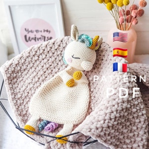 Crochet Unicorn Lovey Pattern: Baby Security Blanket (PDF Tutorial)