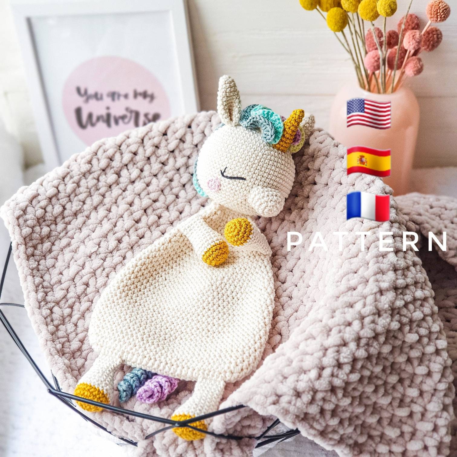 Baby Security BlanketPlush Stuffed Animal ComforterSoft Unicorn/Giraffe 