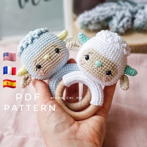 PATTERN ONLY: Yeti baby rattle | Sasquatch amigurumi toy | Abominable Snowman tutorial | PDF Crochet Pattern in French, English, Spanish