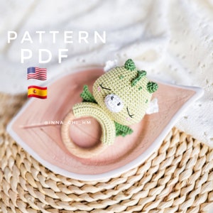 PATTERN ONLY: Dragon Baby Rattle | Dragon amigurumi toy | Easy To Follow PDF Pattern in English, Spanish