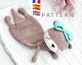 Motif loutre Lovey au crochet : couverture de sécurité pour bébé à faire soi-même (PDF en anglais, espagnol, français)