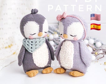 PATTERN ONLY: Cute Penguins | Penguin amigurumi toy | Diy Xmas gift | Easy To Follow PDF Pattern in English, Spanish
