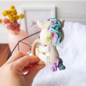 PATTERN ONLY: Unicorn baby rattle Unicorn amigurumi toy Unicorn toy tutorial PDF Crochet Pattern in English, Spanish, French zdjęcie 8