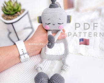 PATTERN ONLY: Robot Lovey | Robot Baby Security Blanket | Diy crochet Robot snuggler | PDF in English