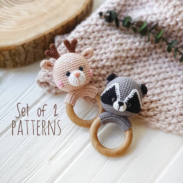 Set of 2 patterns DEER, RACCOON| Woodland animals Crochet Patterns | Amigurumi Forest Toys | Amigurumi PDF Patterns