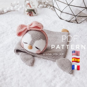 SOLO PATRÓN: Manta de pingüino Lovey / Manta de seguridad para bebé pingüino / Juguete de crochet Penguin Lovey / Tutorial en PDF en inglés, español y francés