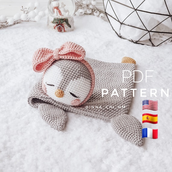 PATTERN ONLY Penguin Lovey Blanket Penguin Baby Security Blanket Penguin Lovey Crochet Toy PDF Tutorial in English Spanish French Etsy Canada