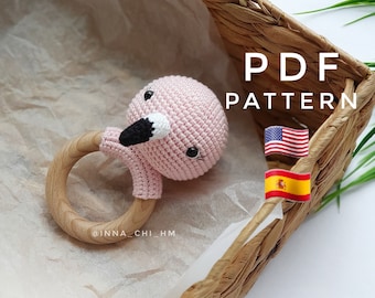Crochet Flamingo Rattle Pattern: Safari Bird Toy (PDF Pattern)
