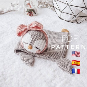 PATTERN ONLY: Penguin Lovey Blanket | Penguin Baby Security Blanket | Penguin Lovey crochet toy | PDF Tutorial in English, Spanish, French