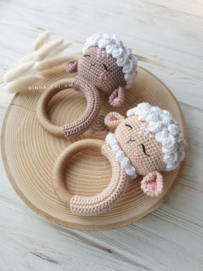 CROCHET PATTERN Lamb baby rattle PDF English Pattern Handmade baby shower gift Pregnancy gift Crochet Baby Toy image 7