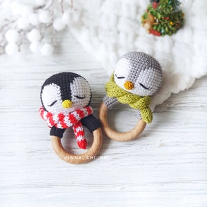 PATTERN ONLY: Penguin baby rattle Christmas ornament Penguin amigurumi toy PDF Crochet Pattern in English, Spanish, French zdjęcie 7