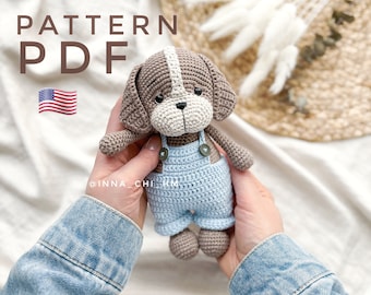 PATTERN ONLY: Archie the Puppy | Dog amigurumi toy | Diy domestic animal | Easy To Follow PDF Pattern in English